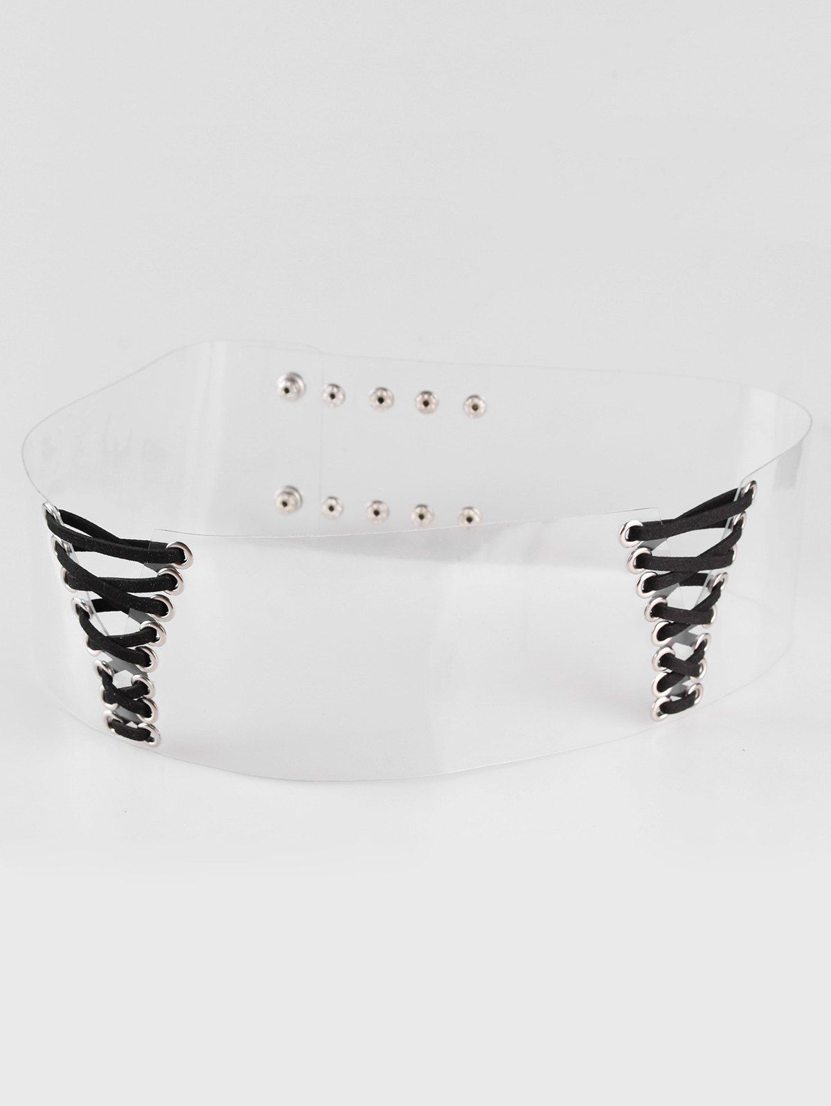 

Vintage Faux Leather Wide Waist Belt, Transparent