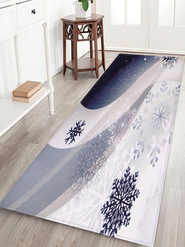 

Christmas Snowflake Printed Fleece Floor Mat, White