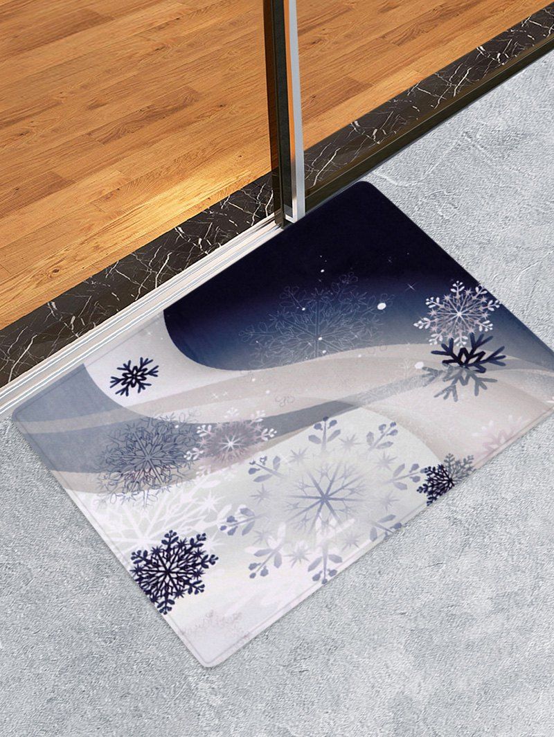 

Christmas Snowflake Printed Fleece Floor Mat, White