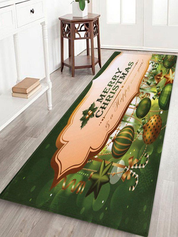 

Merry Christmas Candy Cane Printed Fleece Floor Mat, Medium forest green