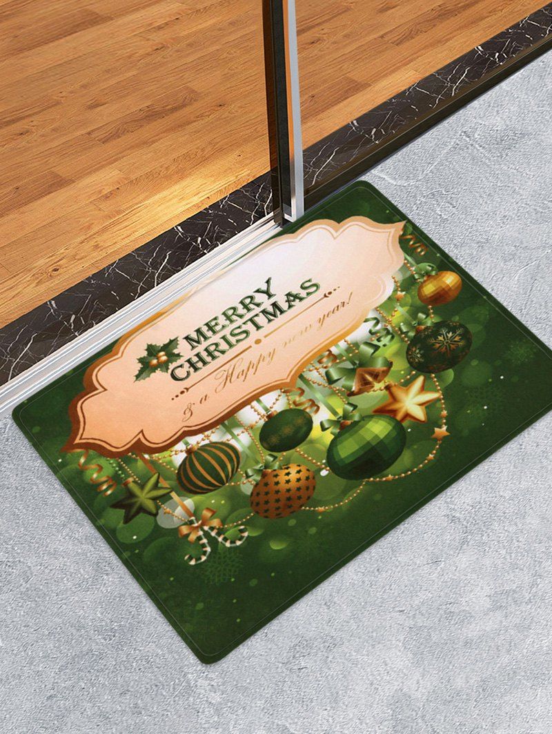 

Merry Christmas Candy Cane Printed Coral Fleece Floor Mat, Medium forest green