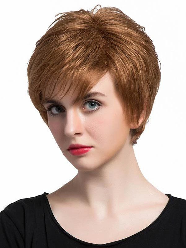 

Synthetic Side Bang Short Straight Wig, Brown