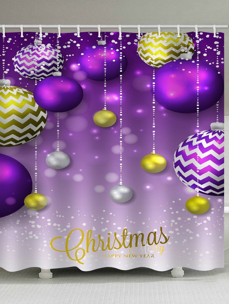 

Christmas Ball Pattern Waterproof Shower Curtain, Purple amethyst