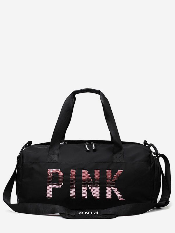 

Pink Letter Large Capacity Tote Bag, Black