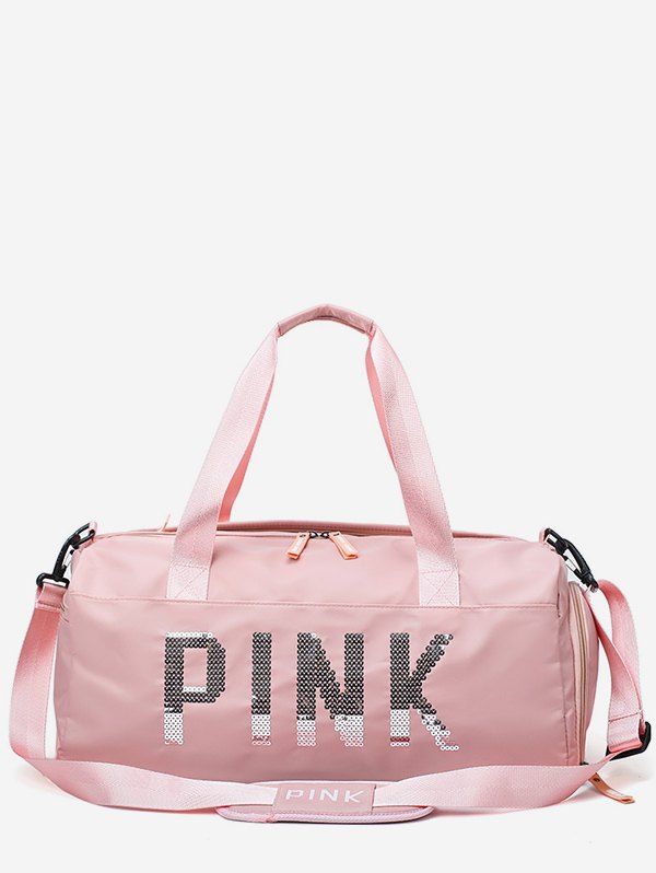 

Pink Letter Large Capacity Tote Bag, Light pink