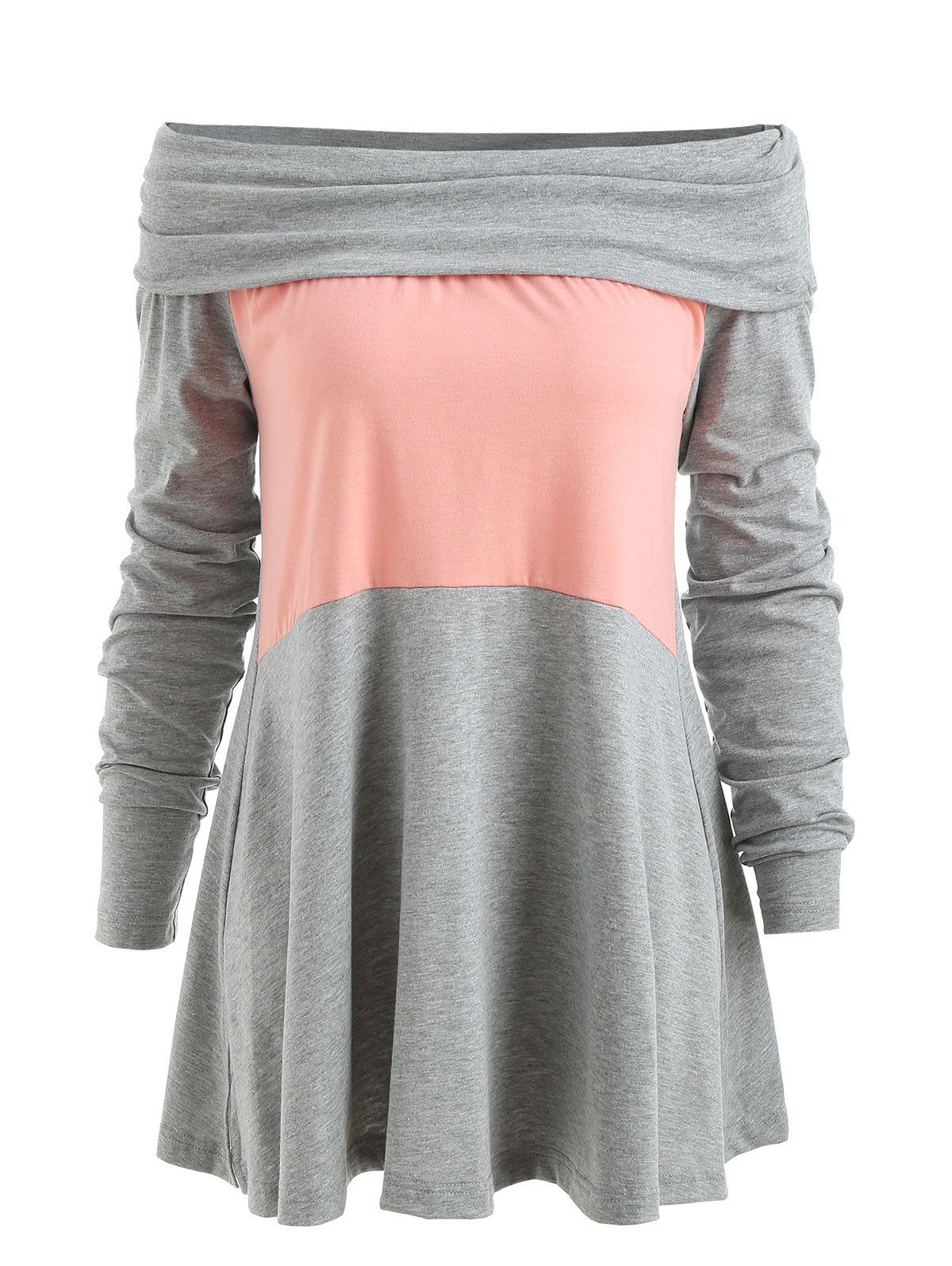 

Off The Shoulder Color Block Top, Gray