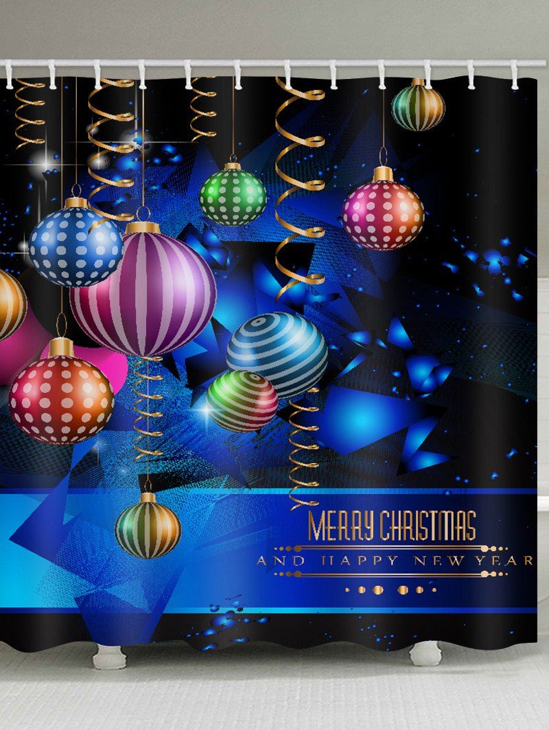 

Merry Christmas Ball Printed Waterproof Shower Curtain, Blueberry blue