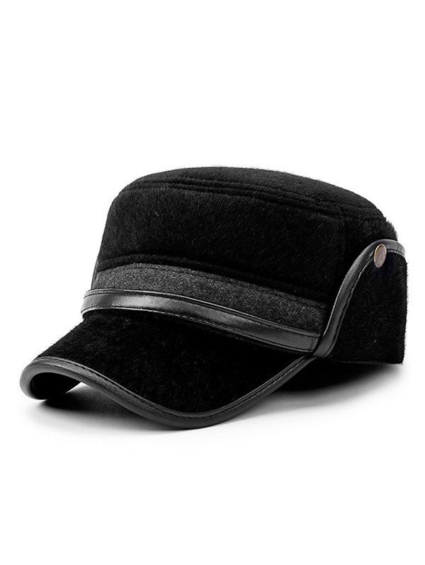 

Winter Earmuff Flat Top Hat, Black