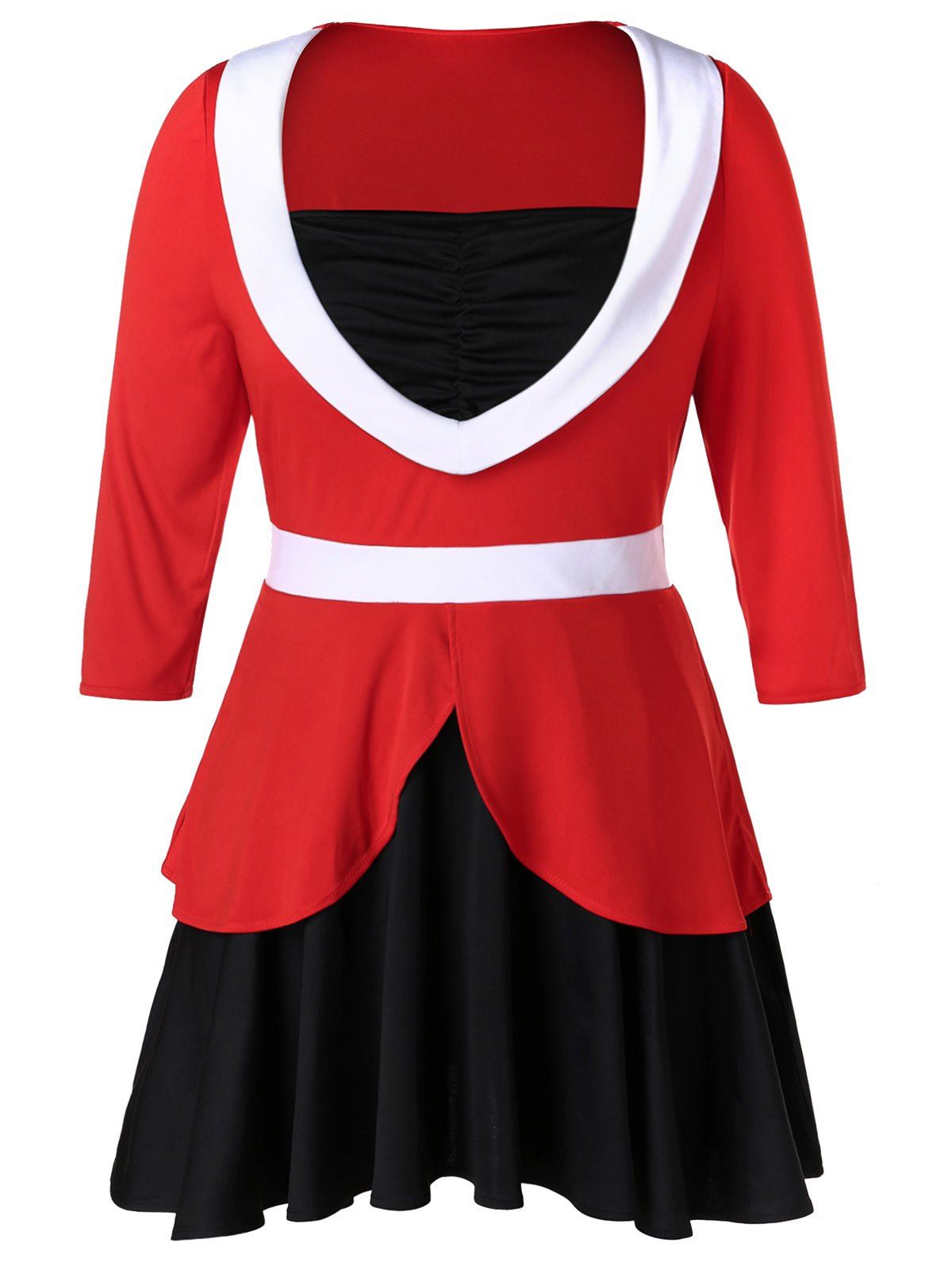 

Plus Size Faux Twinset Ruched Bust T-shirt, Red