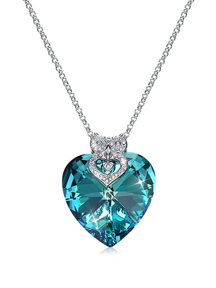 

Owl Shape Heart Pendant Sweater Chain, Silk blue