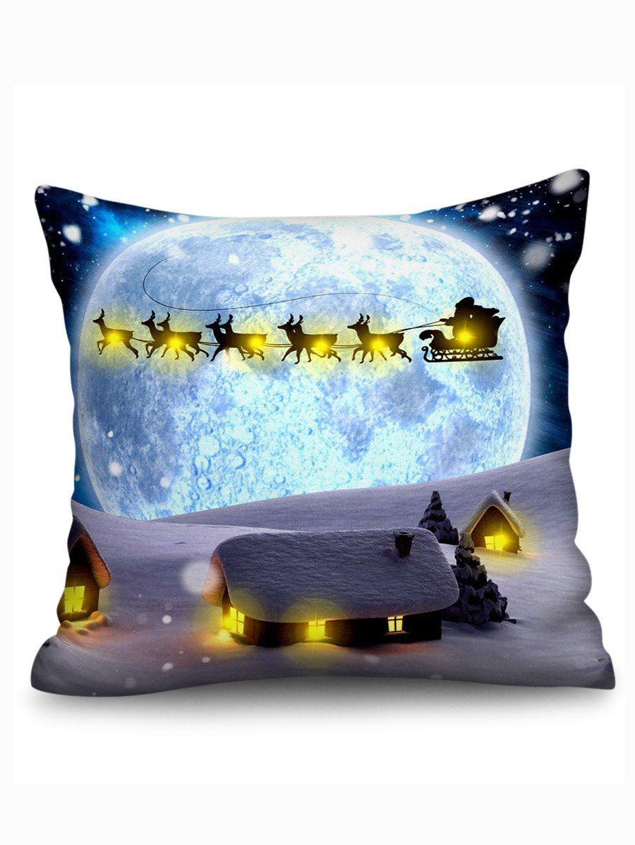 

Christmas Night Print LED Light Sofa Linen Pillowcase, Multi