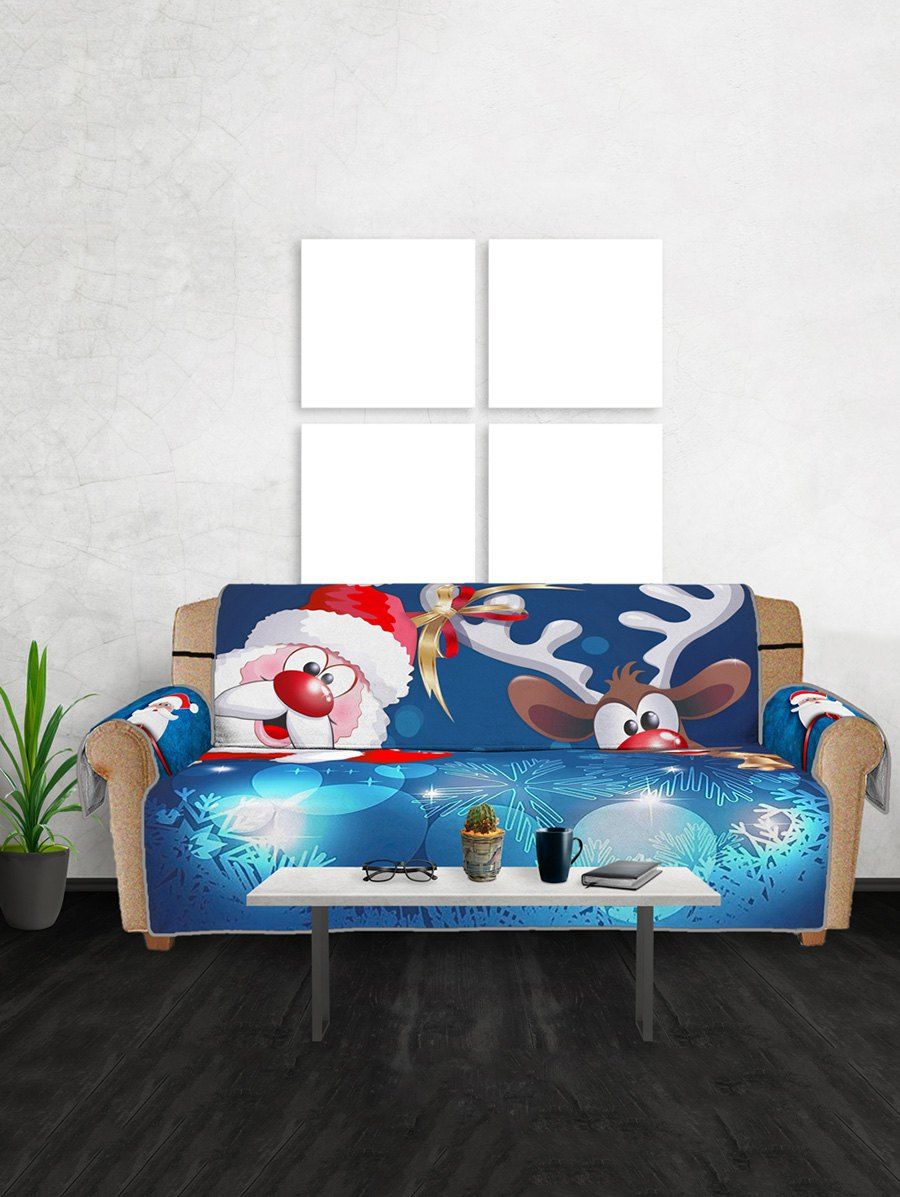 

Christmas Santa Claus Elk Pattern Couch Cover, Multi