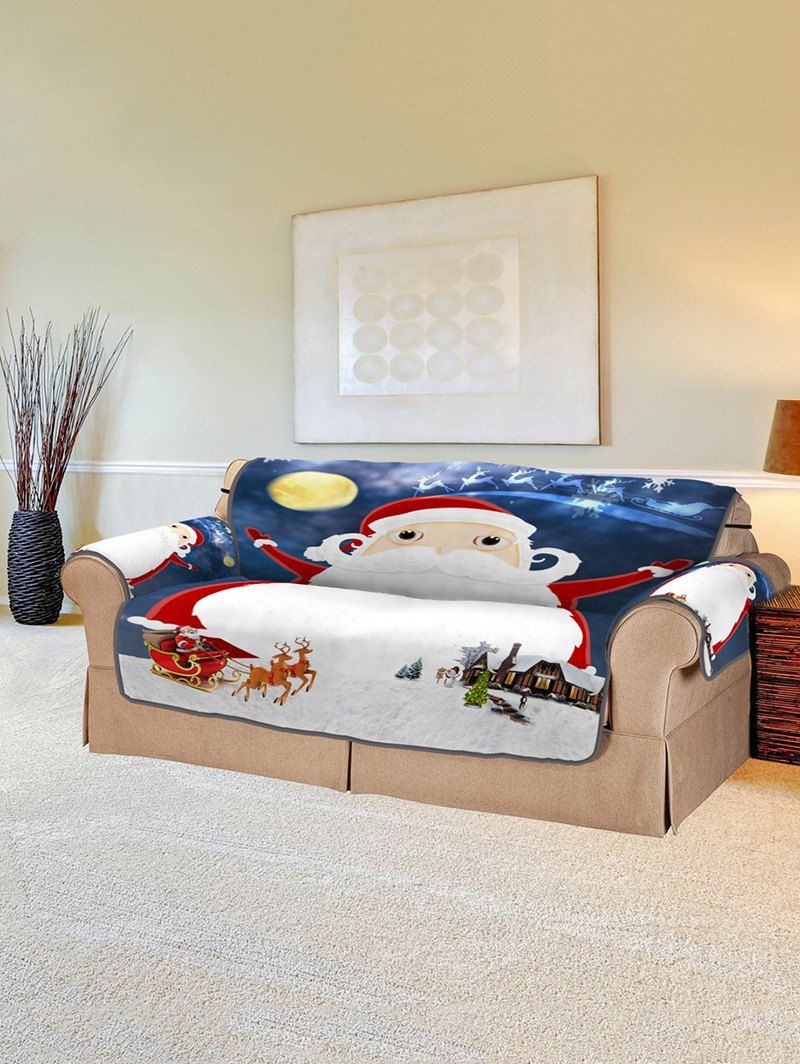 

Christmas Night Santa Claus Print Couch Cover, Multi