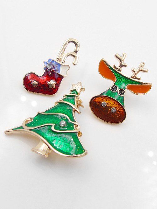 

Christmas Sock Tree Shape Brooch Set, Gold