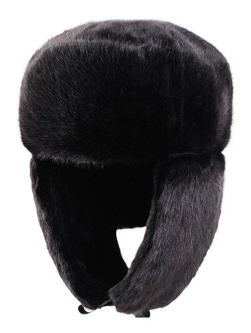 

Winter Faux Fur Earmuff Trapper Hat, Black