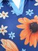 Shirt Collar Flower Print A Line Dress -  