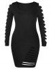 Ladder Cut Out Sleeve Plus Size Ripped Dress -  