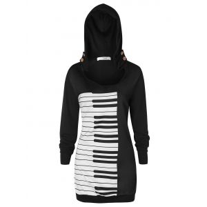 

Plus Size Musical Notes Graphic Hoodie, Black