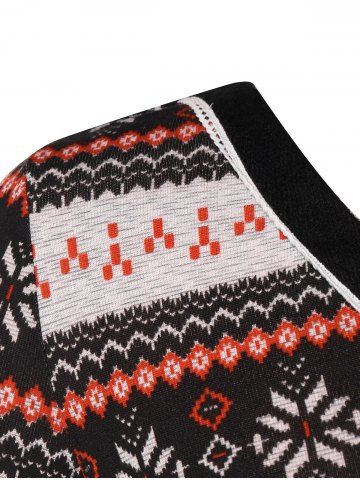 

Plus Size V Neck Buttons Flare Sleeves Christmas SnowflakeTee, Black