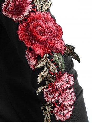 

Embroidery Flower Cold Shoulder Top, Deep blue
