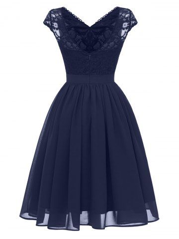 

Lace Bodice Cap Sleeve Midi Dress, Cadetblue