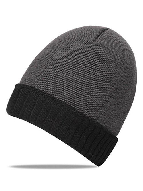 

Winter Flanging Knitted Ski Cap, Gray