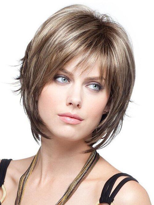 

Short Oblique Bang Layer Colormix Straight Synthetic Wig, Multi