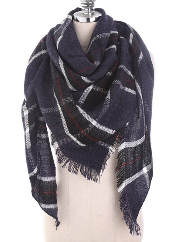 

Tartan Pattern Decorative Winter Scarf, Lapis blue