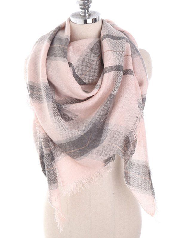

Tartan Pattern Decorative Winter Scarf, Pink