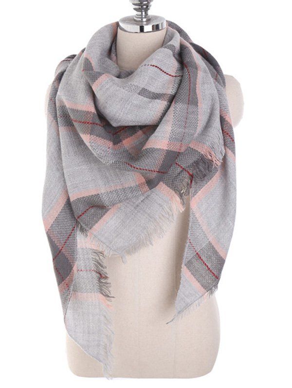 

Tartan Pattern Decorative Winter Scarf, Gray