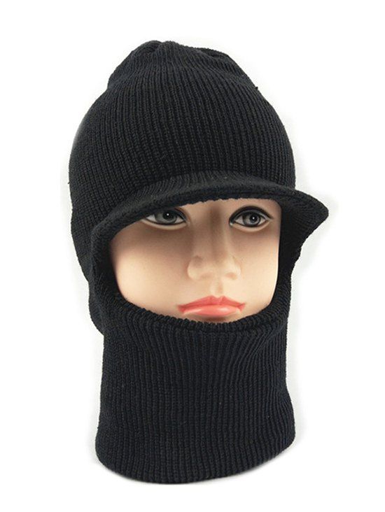 

Winter Solid Color Knitted Ski Cap, Black