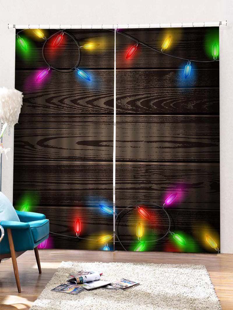 

2PCS Christmas Wooden Light Pattern Window Curtains, Charcoal