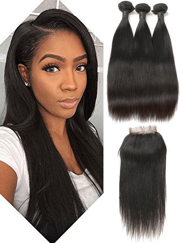 80 Off 2018 3pcs Brazilian Virgin Straight Human Hair Weaves With Outfit 3pcs Brazilian Virgin Straight Human Hair Weaves With Closure