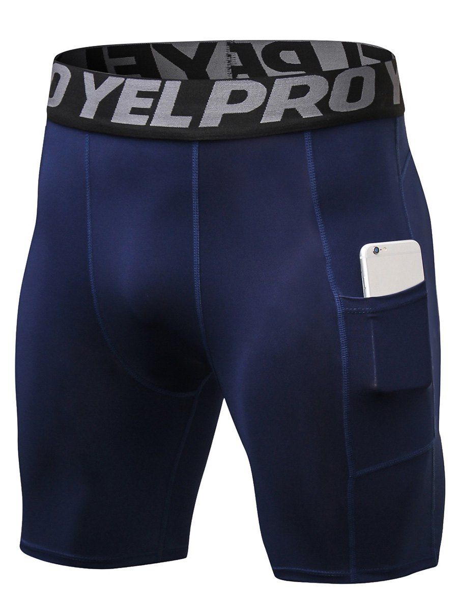 

Quick Dry Stretch Tight Shorts with Pocket, Navy blue