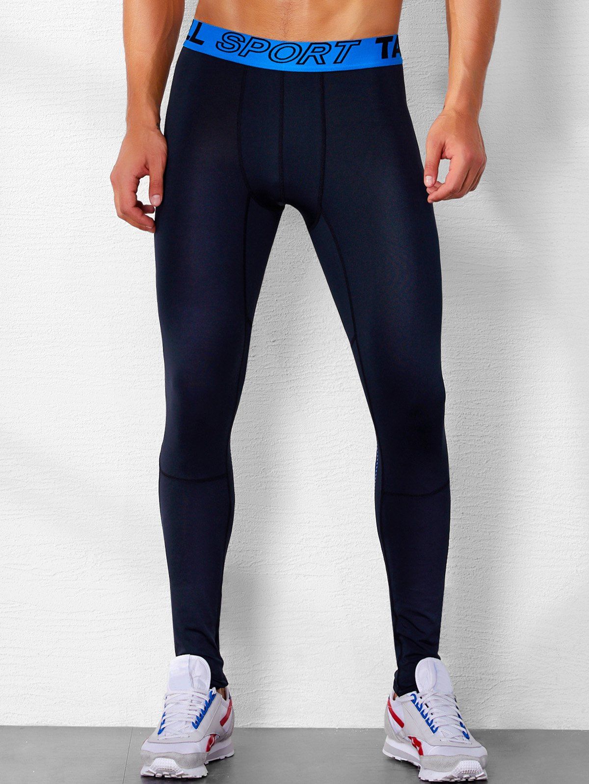 

Letter Print Tight-fitting Sport Pants, Black