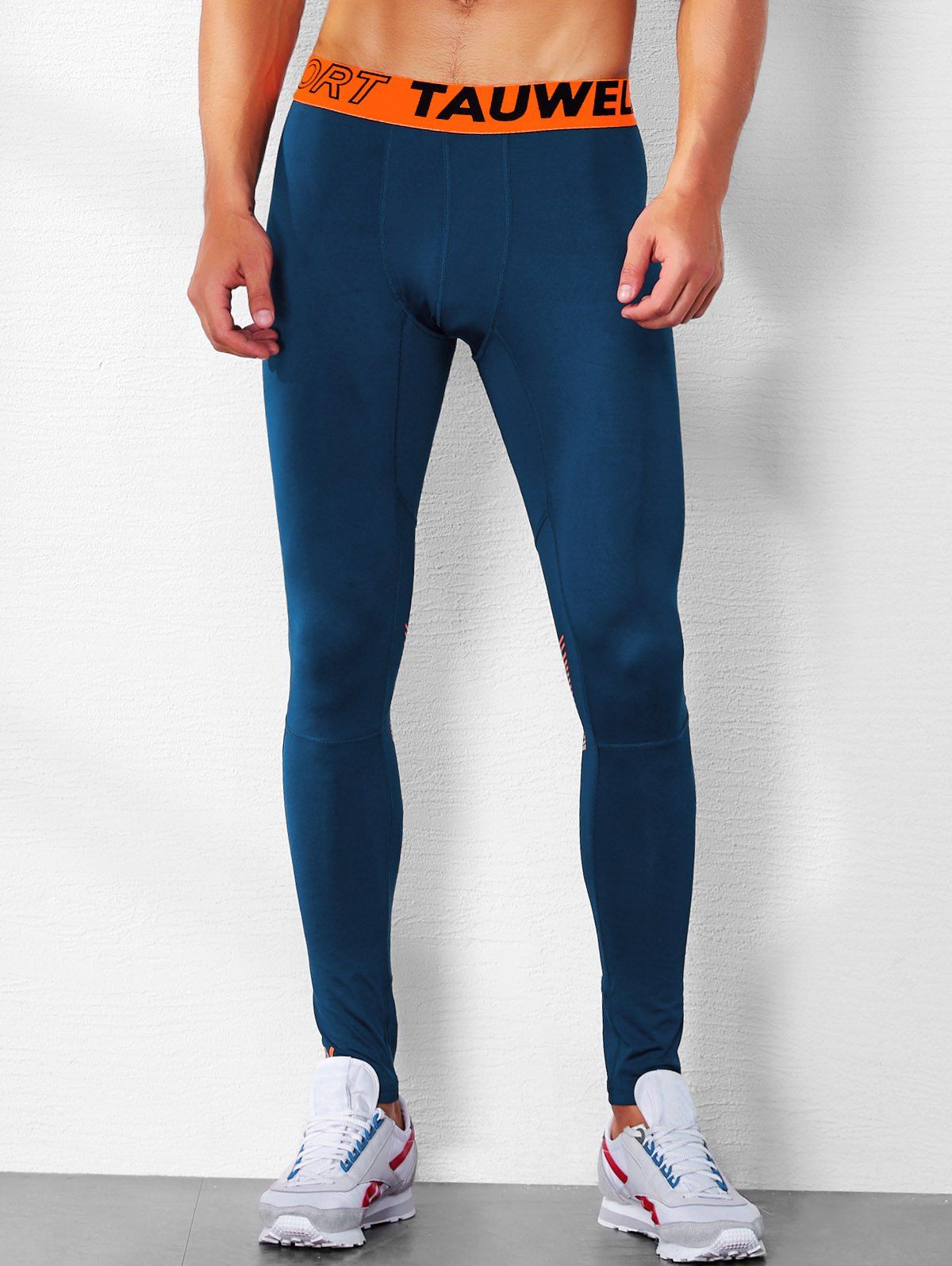 

Letter Print Tight-fitting Sport Pants, Lapis blue