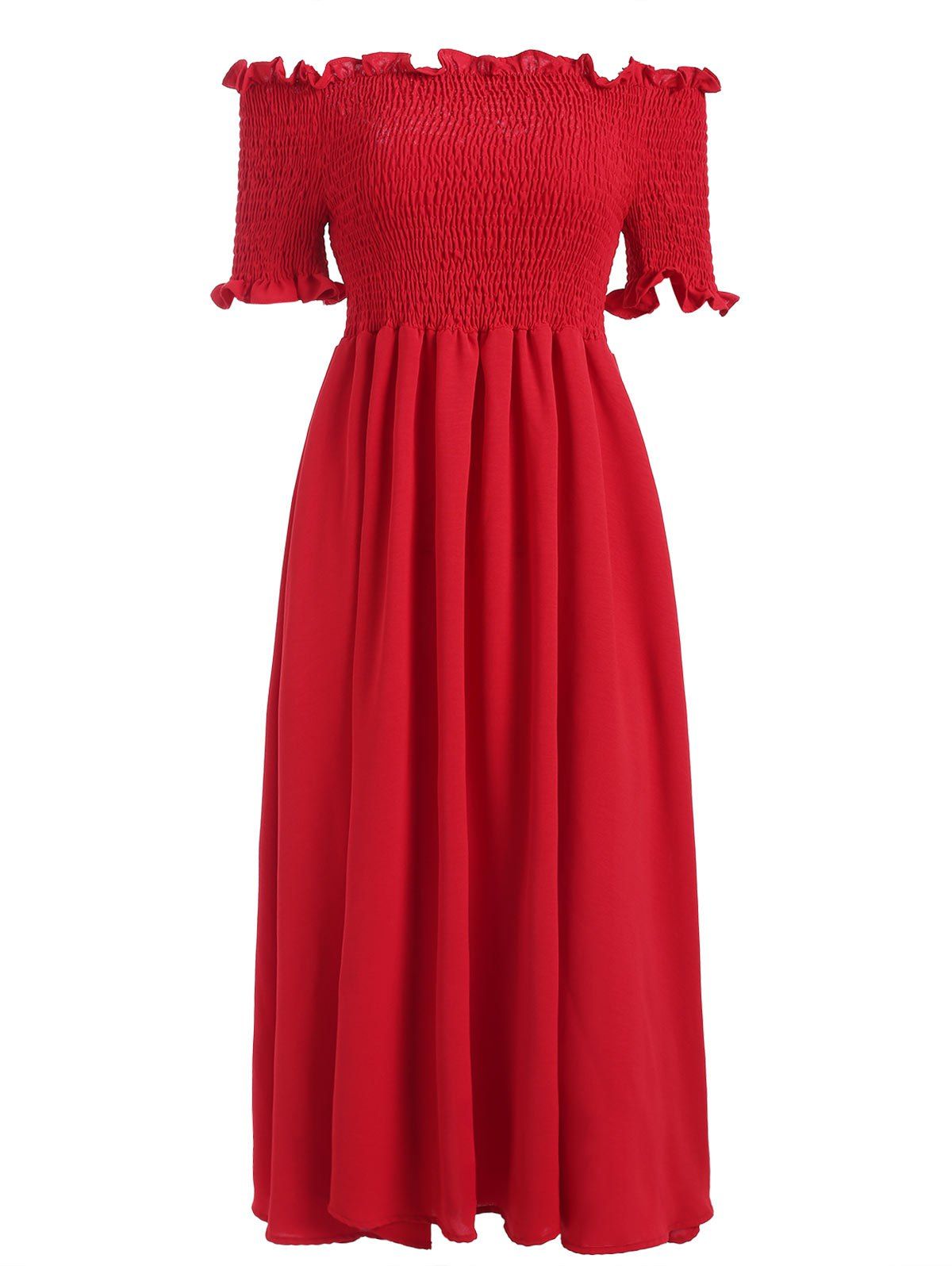

Vintage A-line Smocked Dress, Red
