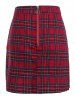 Quote Print Plaid Skirt -  