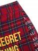 Quote Print Plaid Skirt -  