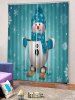 Rideaux De Fenêtre de Noël  Motif Bonhomme de Neige 2 Pièces - Bleu Vert Ara  W28 x L39 inch x 2pcs