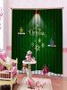 Rideaux de Fenêtre Joyeux Noël Motif de Bonhomme de Neige et de Cadeau 2 Pièces - Vert Forêt Moyen W28 x L39 inch x 2pcs