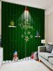Rideaux de Fenêtre Joyeux Noël Motif de Bonhomme de Neige et de Cadeau 2 Pièces - Vert Forêt Moyen W28 x L39 inch x 2pcs