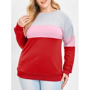 

Plus Size Drop Shoulder Color Block Sweatshirt, Multi