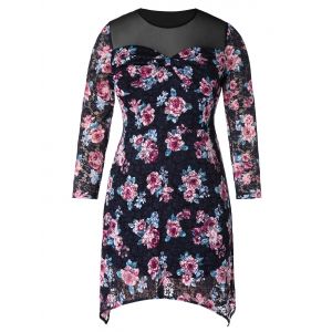 

Plus Size Mesh Panel Floral Mini Dress, Multi