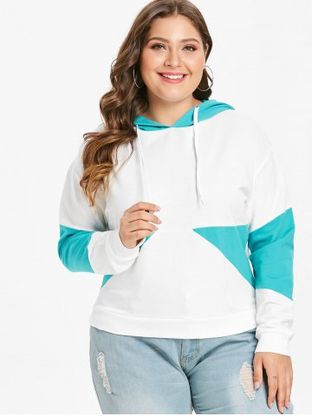Plus Size Two Tone Pullover Hoodie