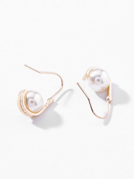 

Artificial Pearl Design Hook Earrings, White