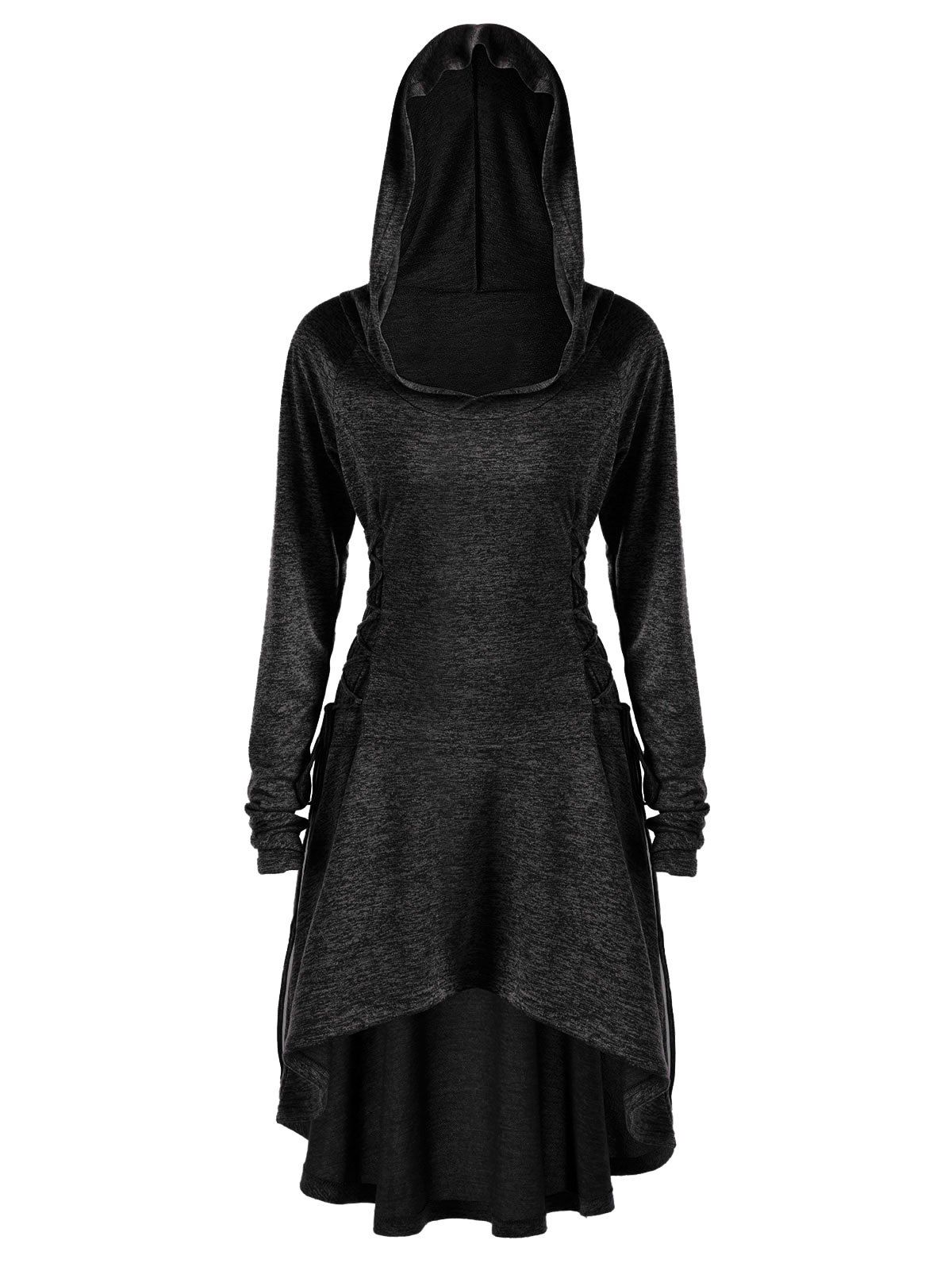 

Side Lace Up Plus Size High Low Dress, Black