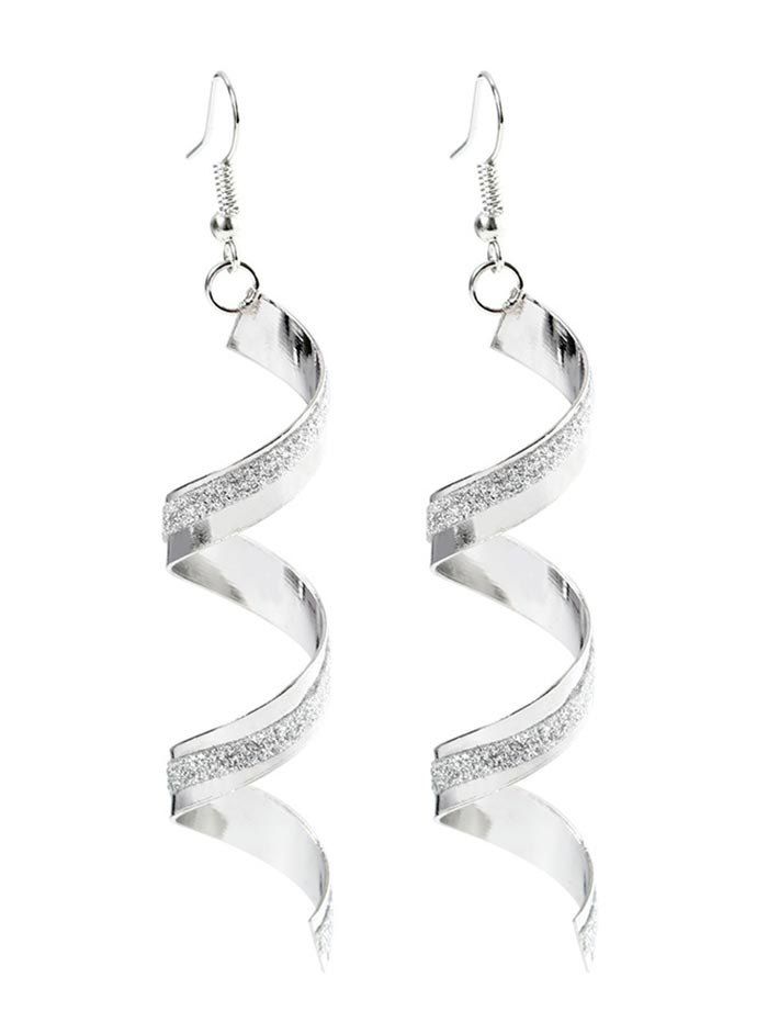 

Grind Spiral Geometric Hook Earrings, Silver