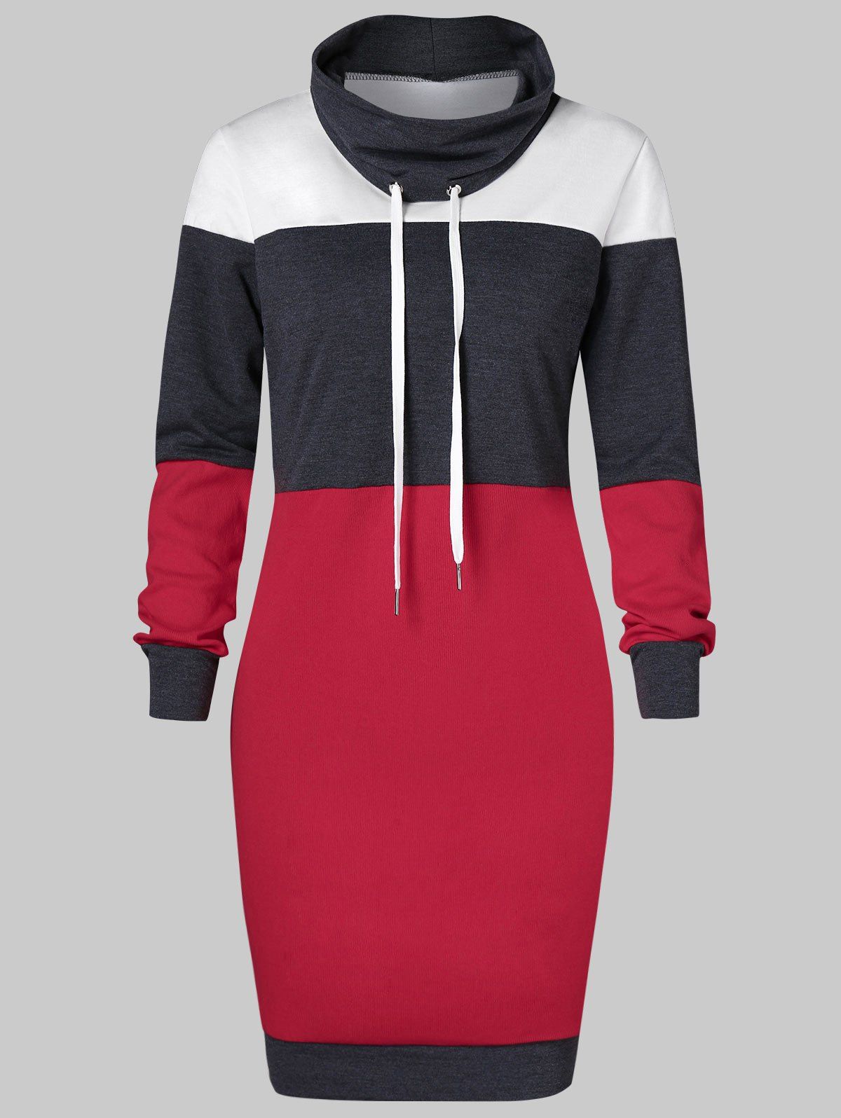 

Cowl Neck Color Block Bodycon Dress, Red wine