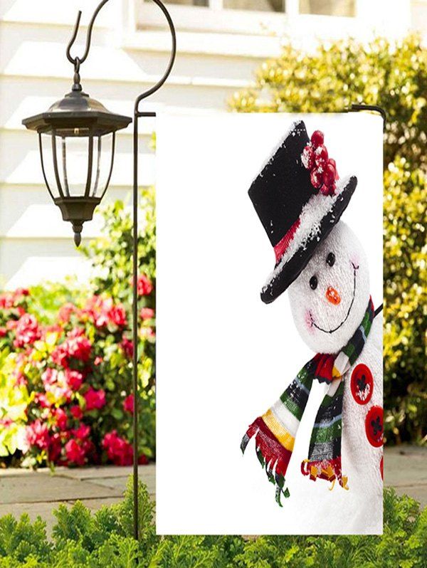 

Christmas Hatted Snowman Print Garden Flag, Multi